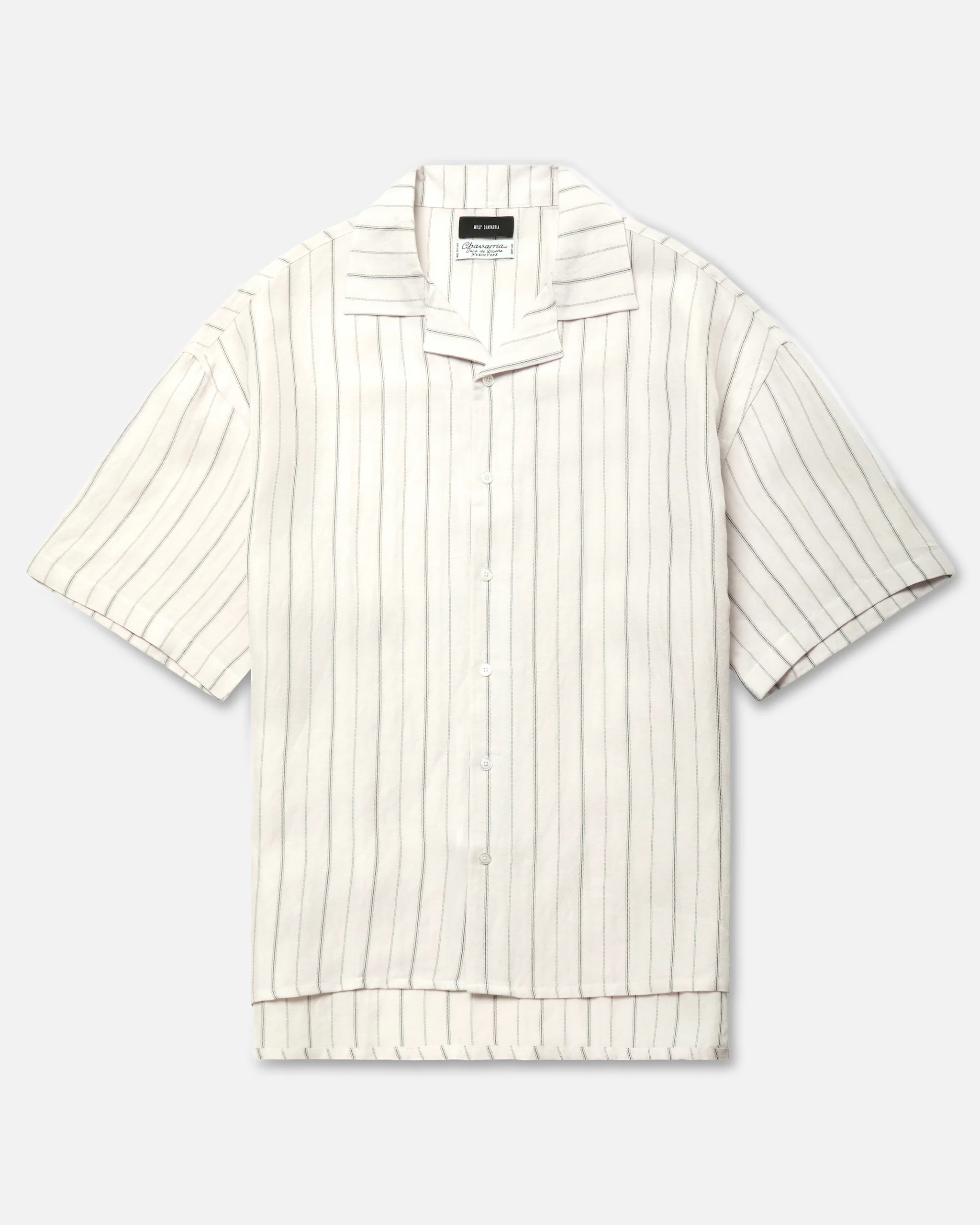 CAMP COLLAR SS SHIRT - WHT/BLK STRIPE - Image 3