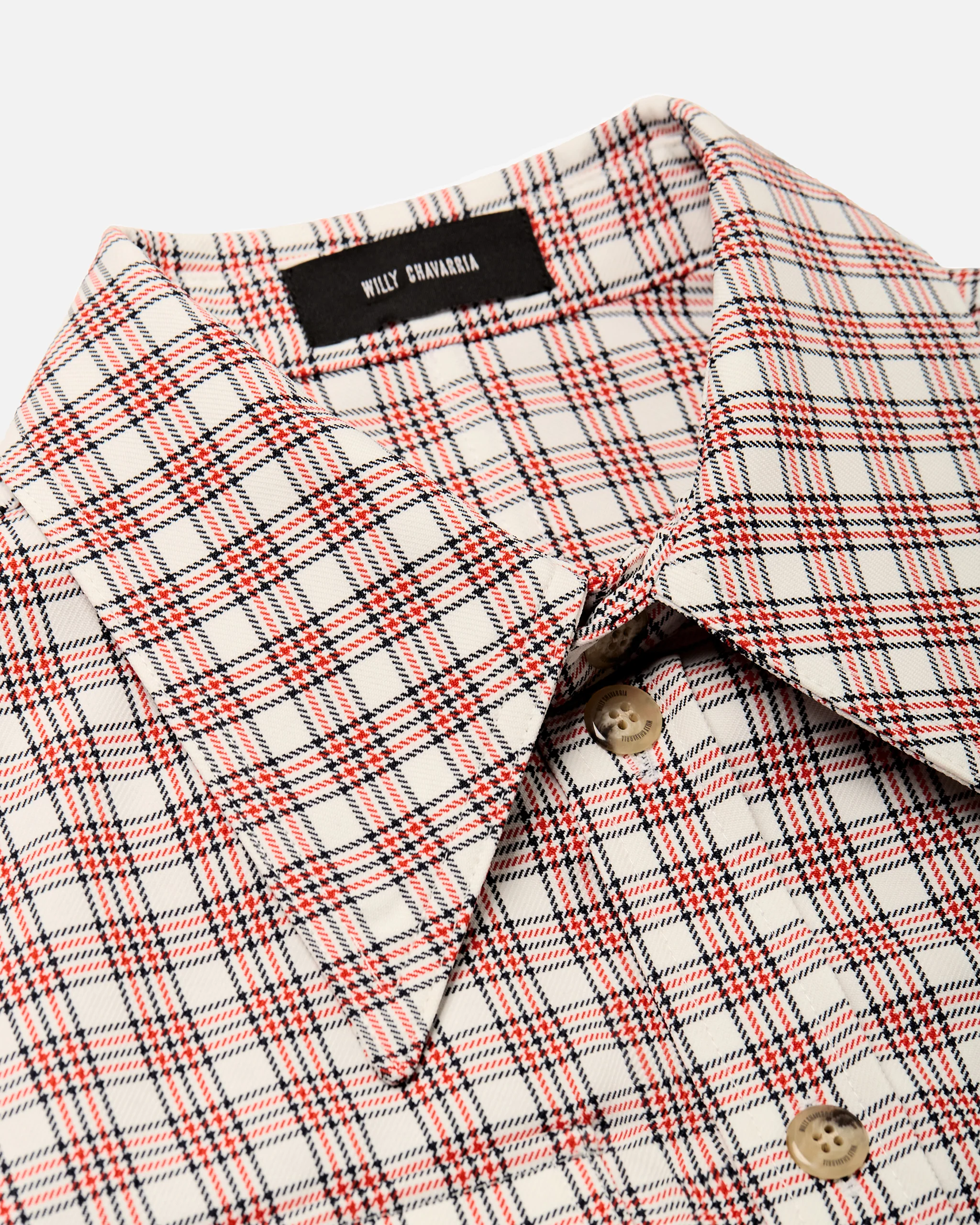CHAVELA S/S SHIRT - RED/WHT PLAID - Image 3