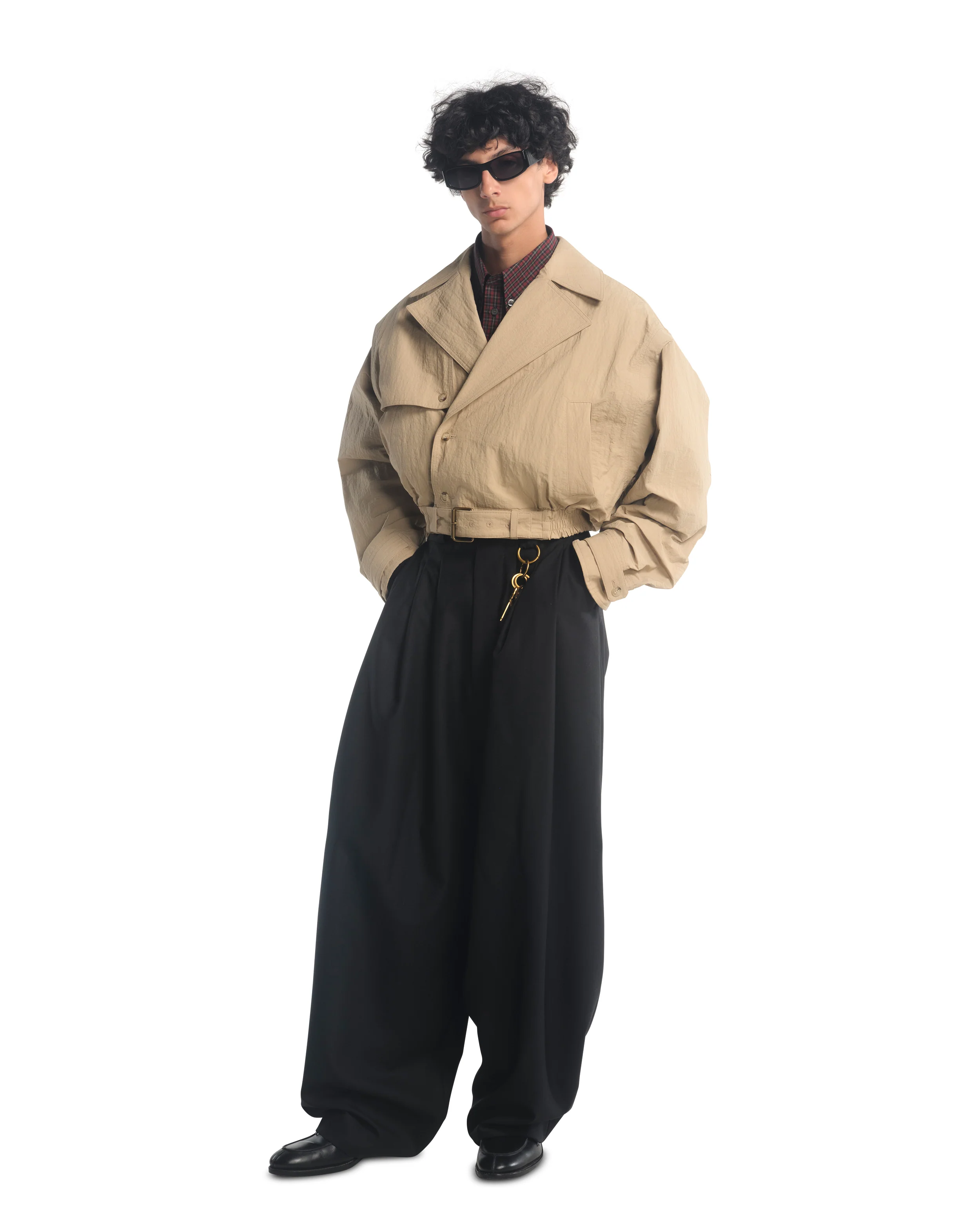 CROPPED TRENCH JACKET - TRAVERTINE - Image 3