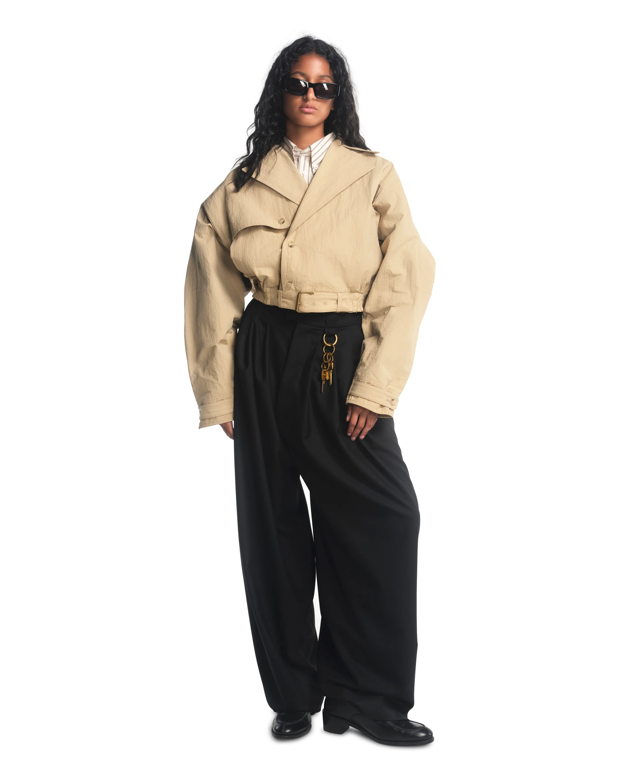 CROPPED TRENCH JACKET - TRAVERTINE - Image 4
